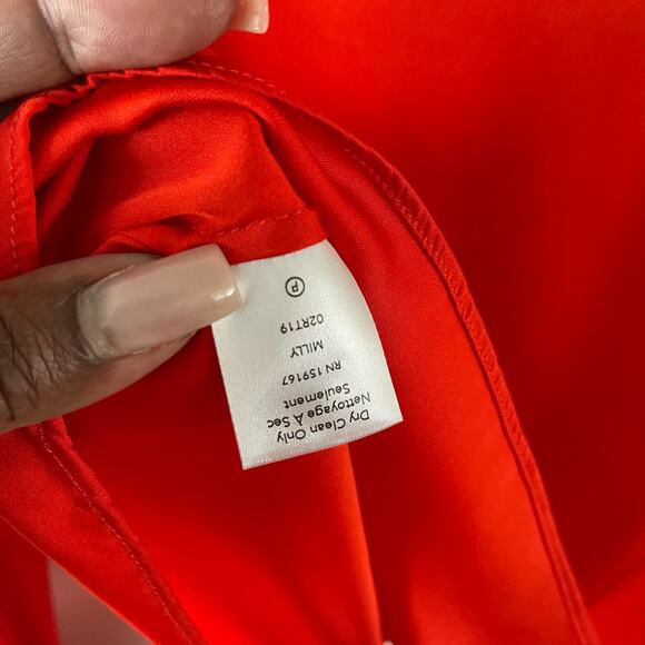 Milly Womens Silk Blend Tie Front Top Size XS Coral Stretch Casual Chic Blouse - Picture 7 of 10